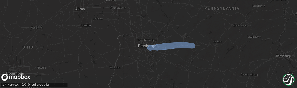 Hail map in Pittsburgh, PA on May 26, 2021