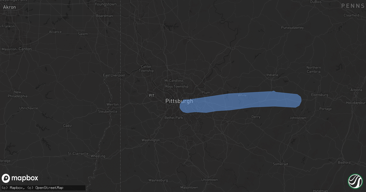 Hail map in Pittsburgh, PA on May 26, 2021