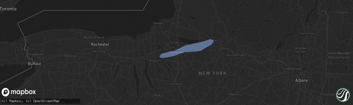 Hail map in Syracuse, NY on May 26, 2021