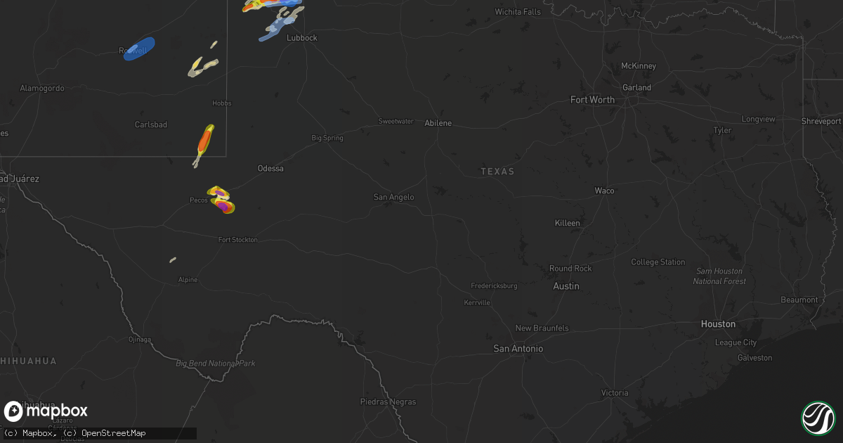Hail map in Texas on May 26, 2021