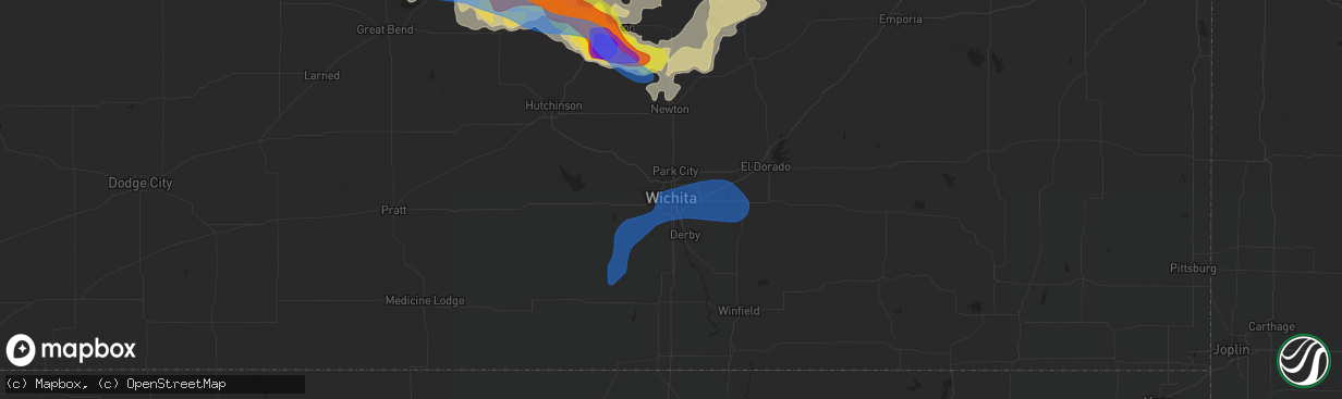 Hail map in Wichita, KS on May 26, 2021