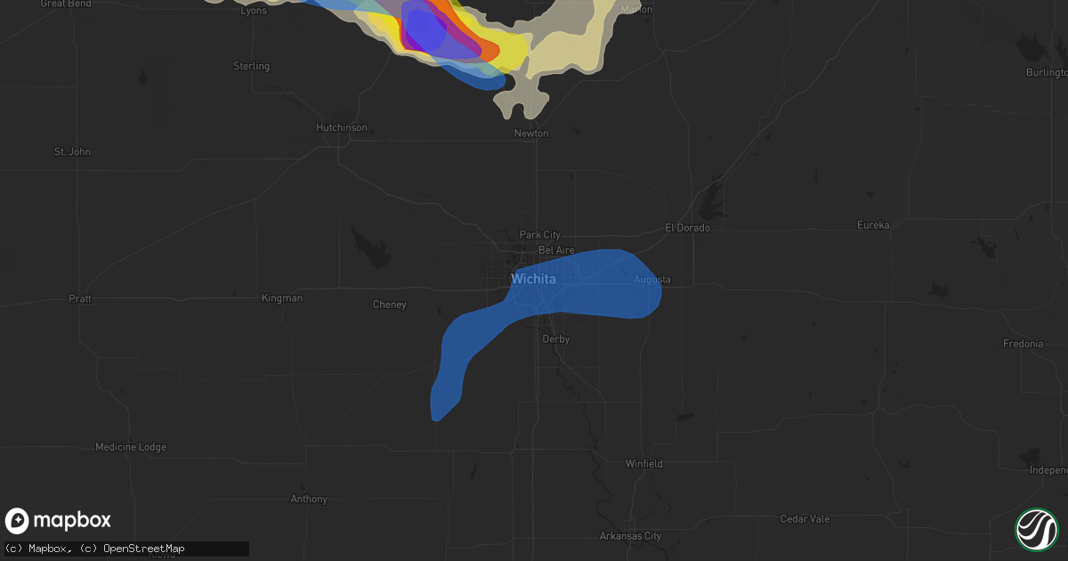 Hail map in Wichita, KS on May 26, 2021