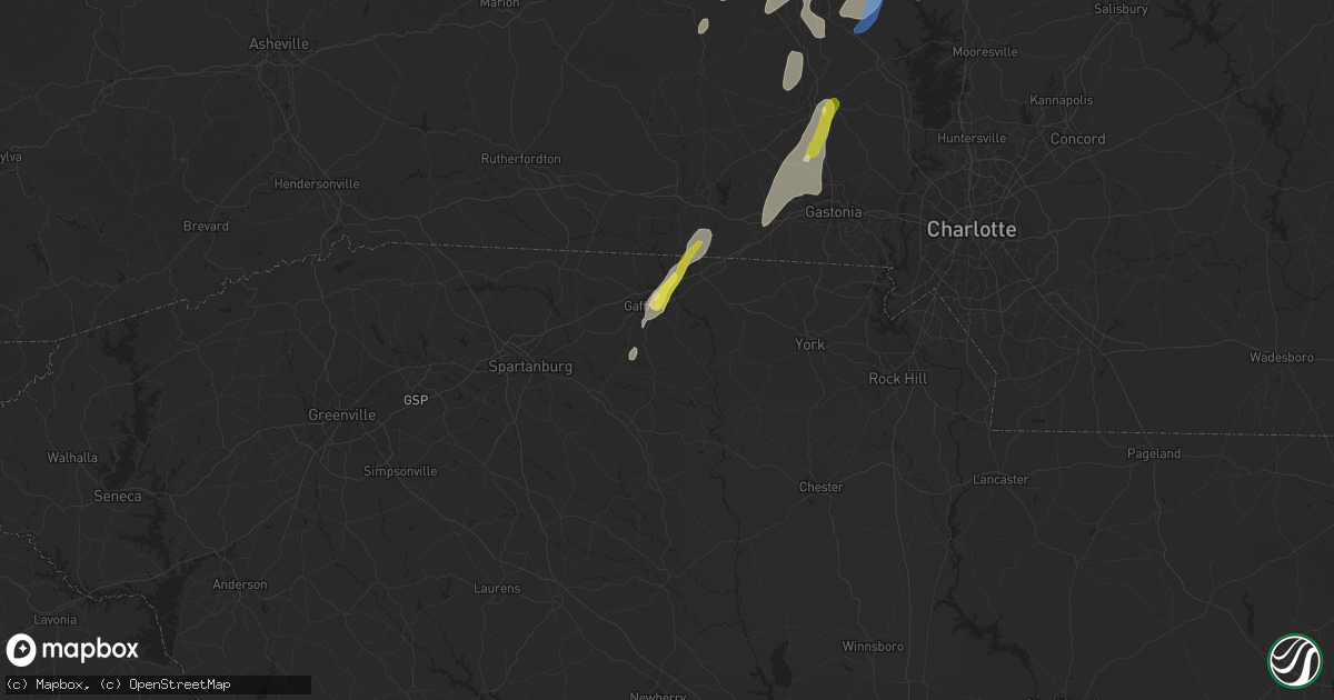 Hail map in Gaffney, SC on May 26, 2022