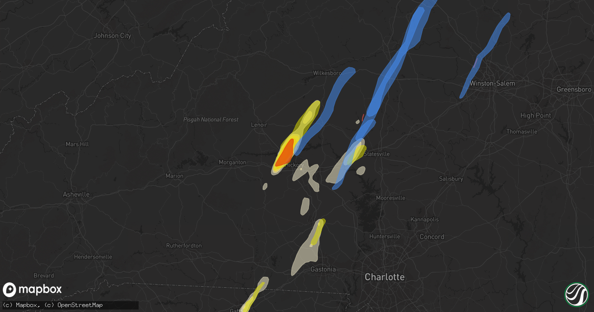 Hail map in Hickory, NC on May 26, 2022