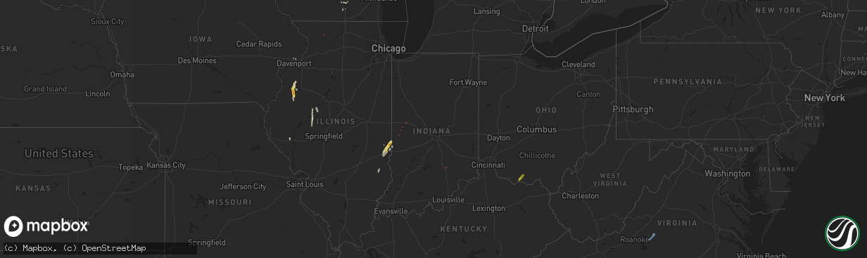 Hail map in Indiana on May 26, 2022