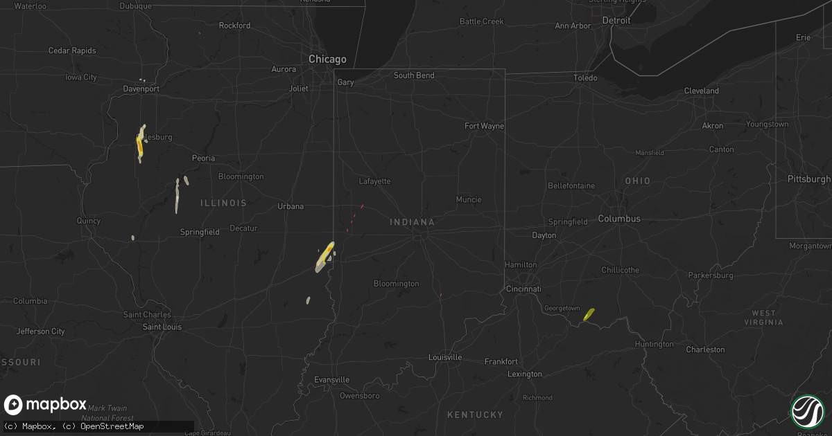 Hail map in Indiana on May 26, 2022