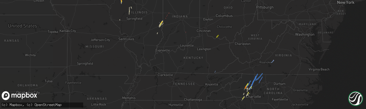 Hail map in Kentucky on May 26, 2022