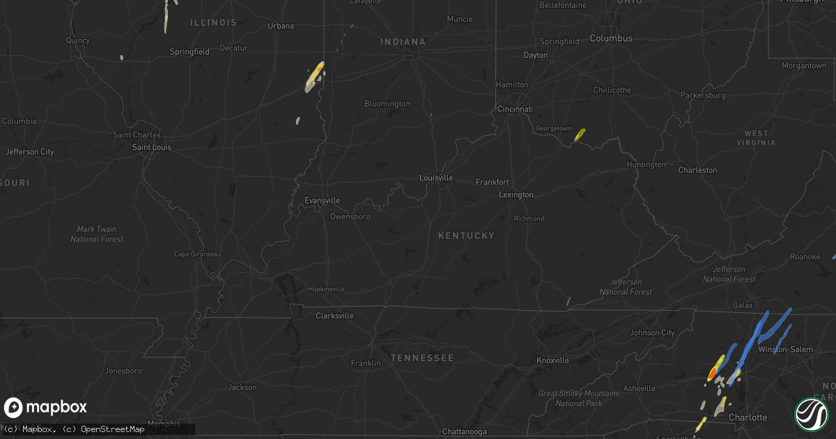 Hail map in Kentucky on May 26, 2022