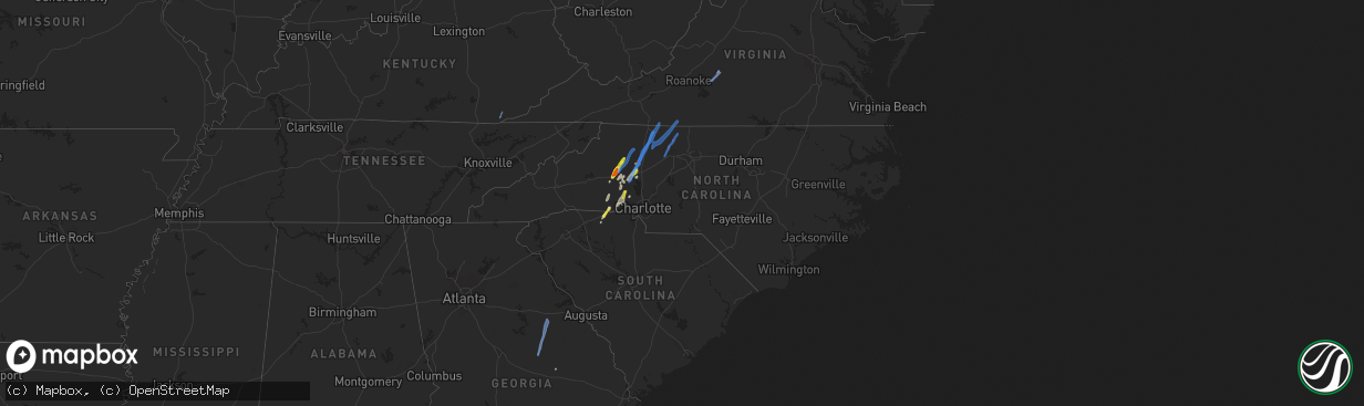 Hail map in North Carolina on May 26, 2022