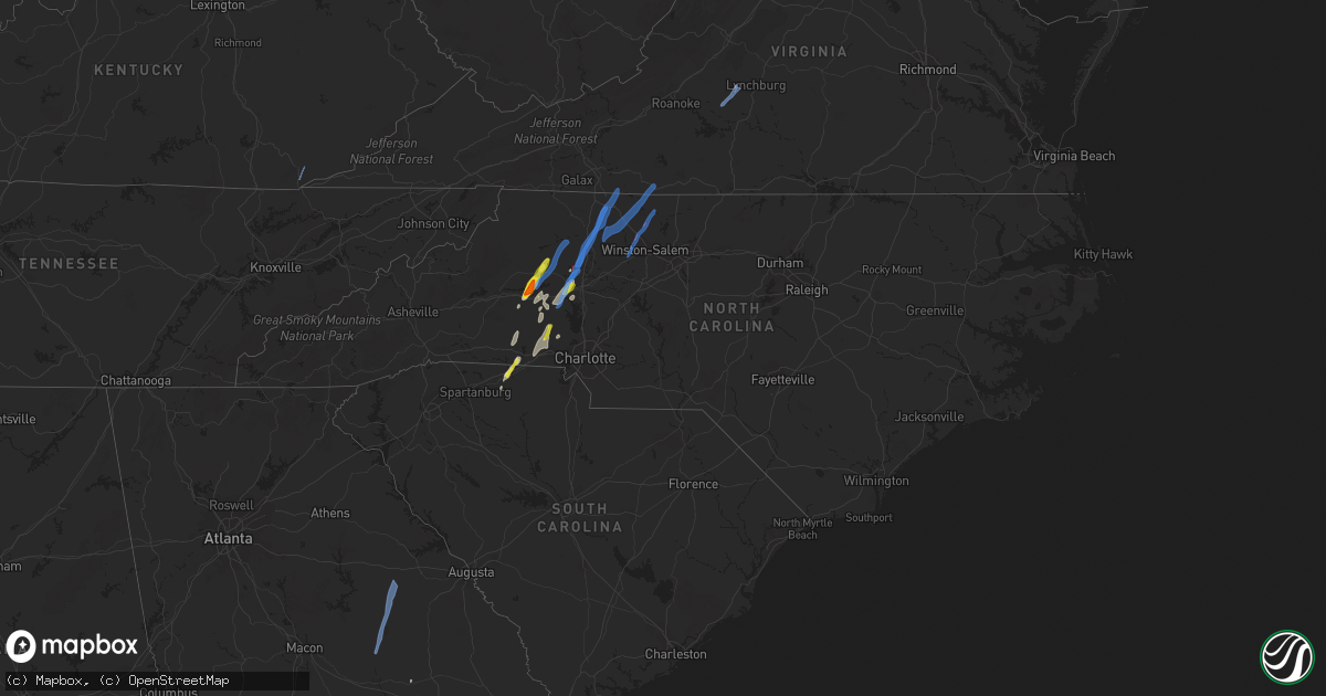 Hail map in North Carolina on May 26, 2022