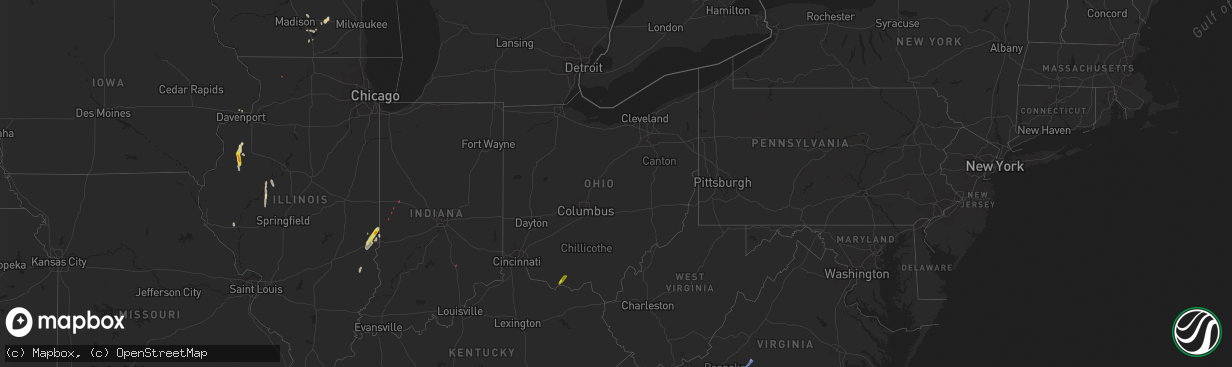 Hail map in Ohio on May 26, 2022
