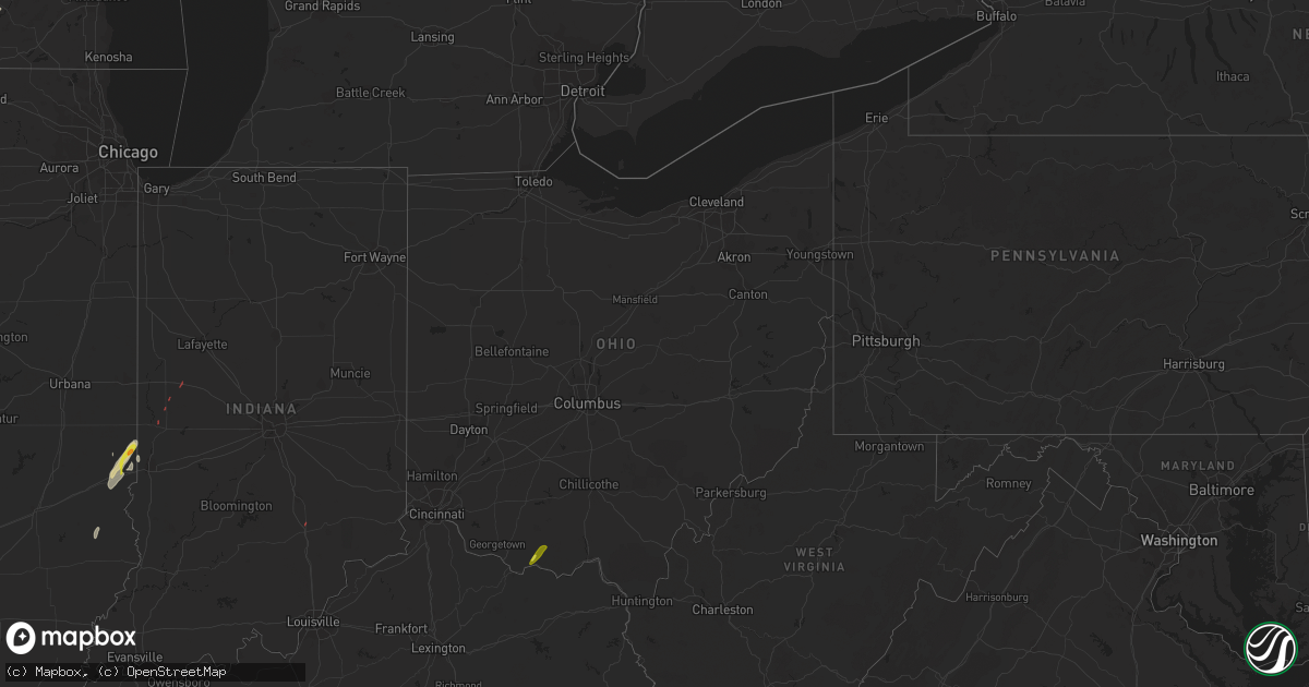 Hail map in Ohio on May 26, 2022