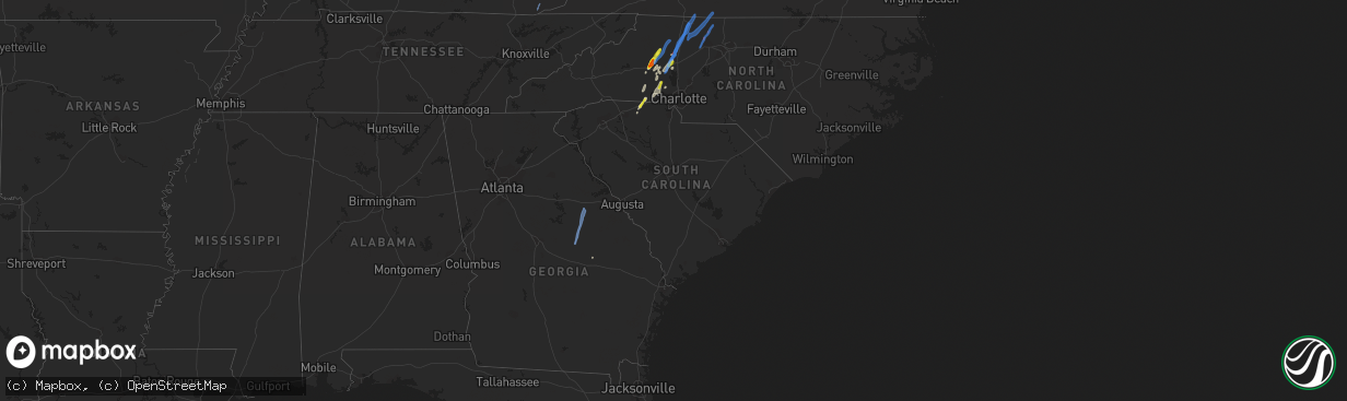 Hail map in South Carolina on May 26, 2022