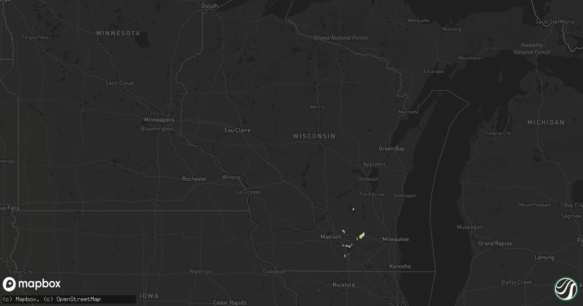 Hail map in Wisconsin on May 26, 2022