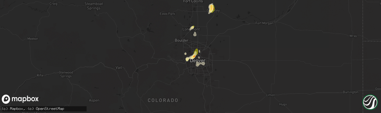 Hail map in Arvada, CO on May 26, 2023