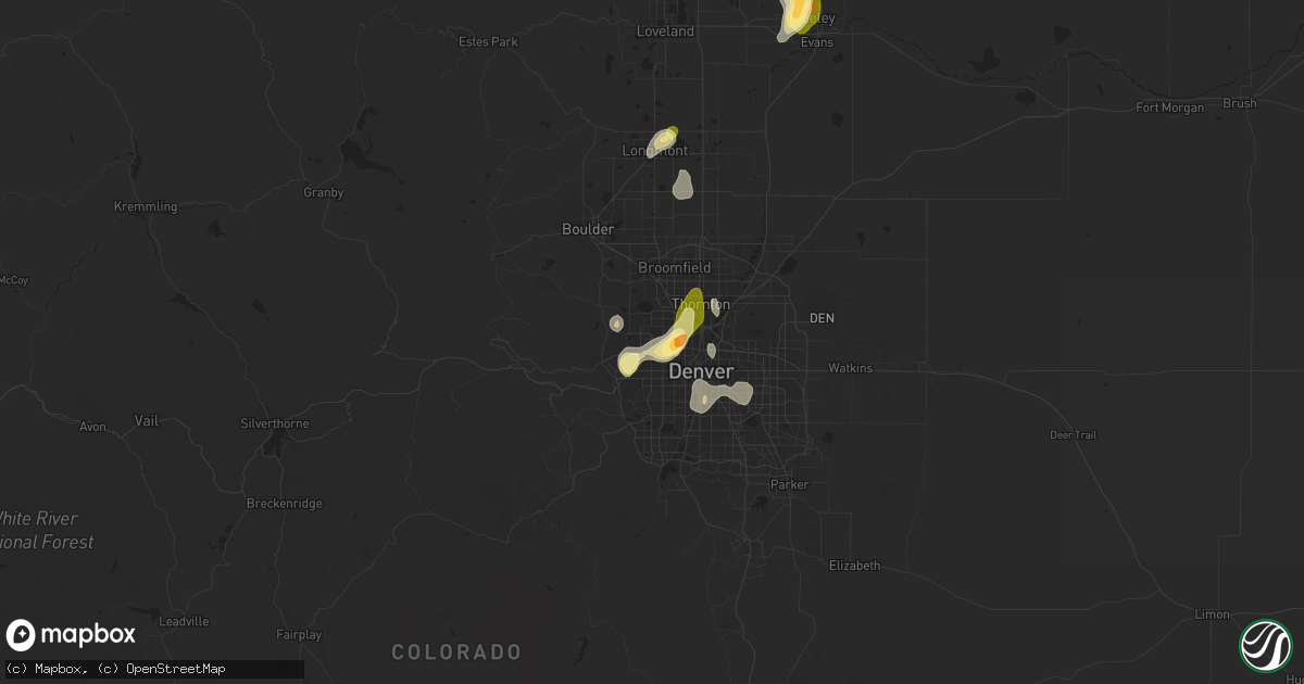 Hail map in Arvada, CO on May 26, 2023