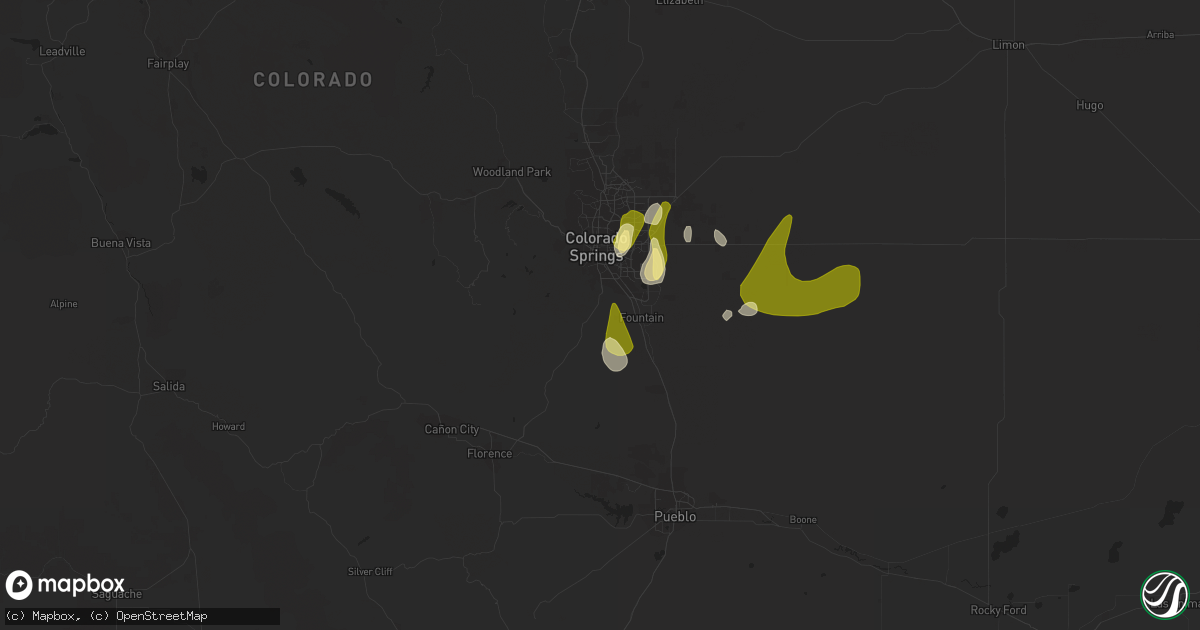 Hail map in Colorado Springs, CO on May 26, 2023