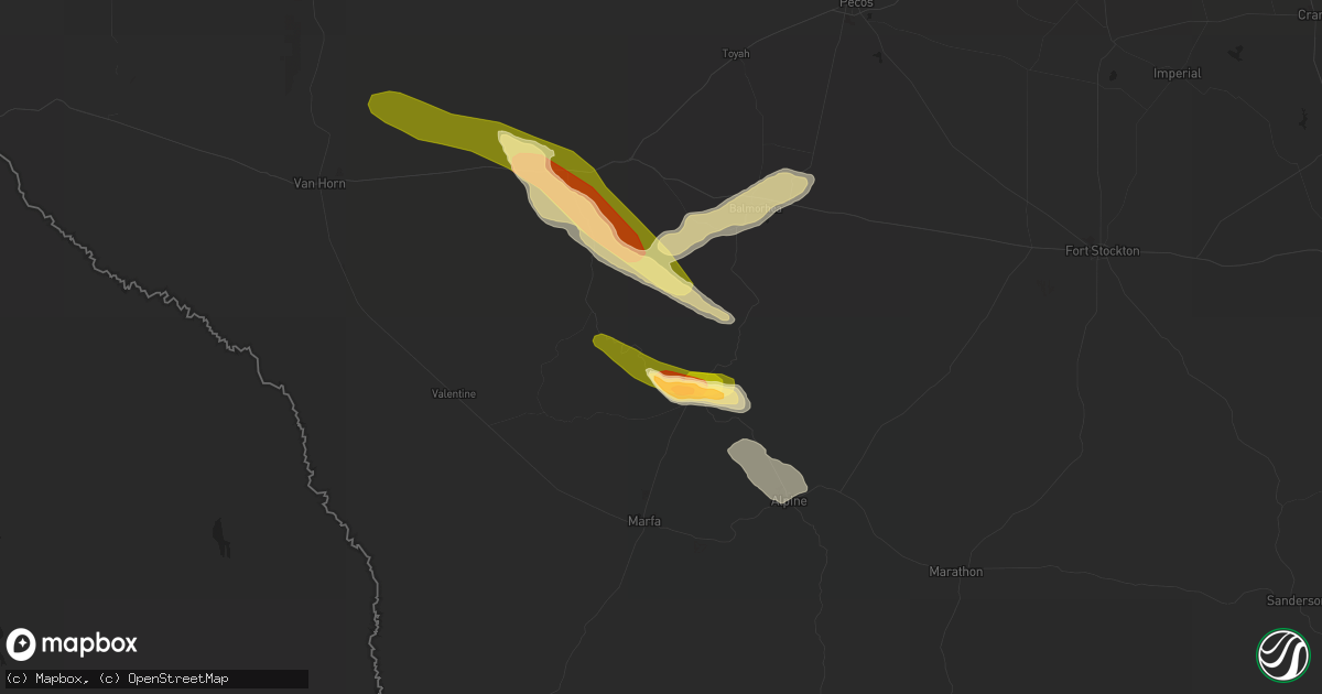 Hail map in Fort Davis, TX on May 26, 2023