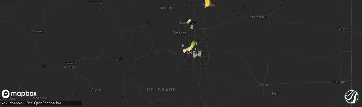 Hail map in Golden, CO on May 26, 2023
