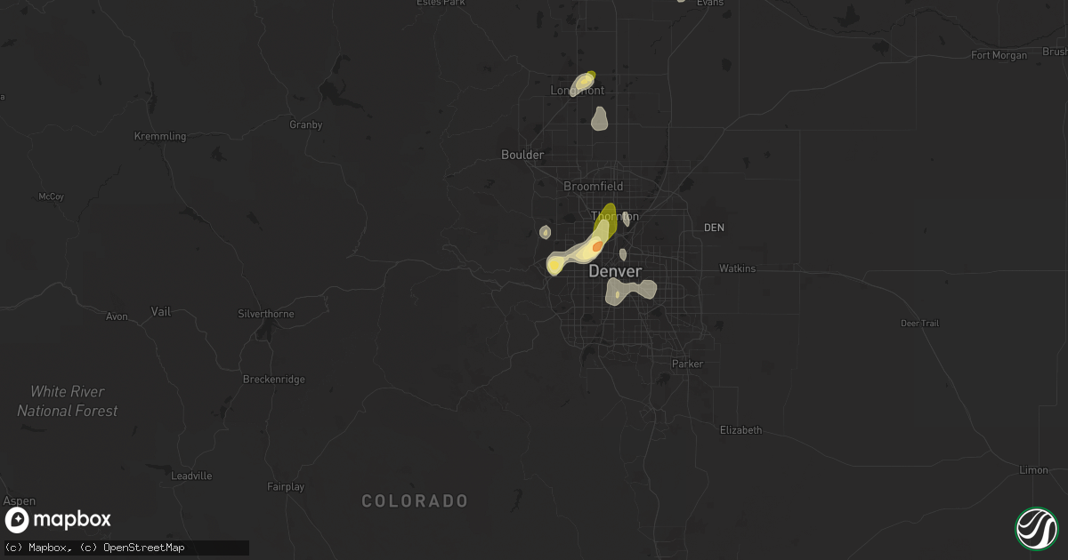 Hail map in Golden, CO on May 26, 2023