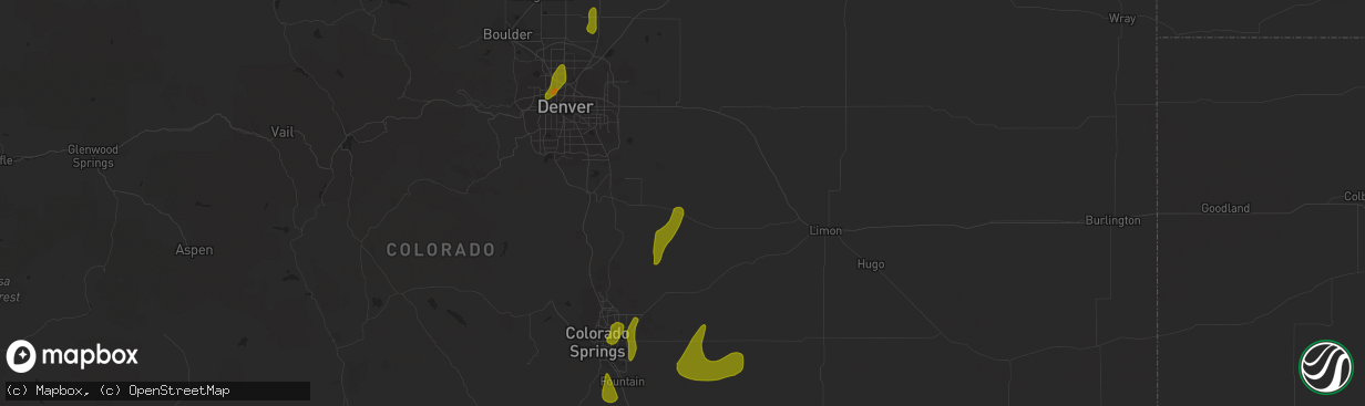 Hail map in Kiowa, CO on May 26, 2023