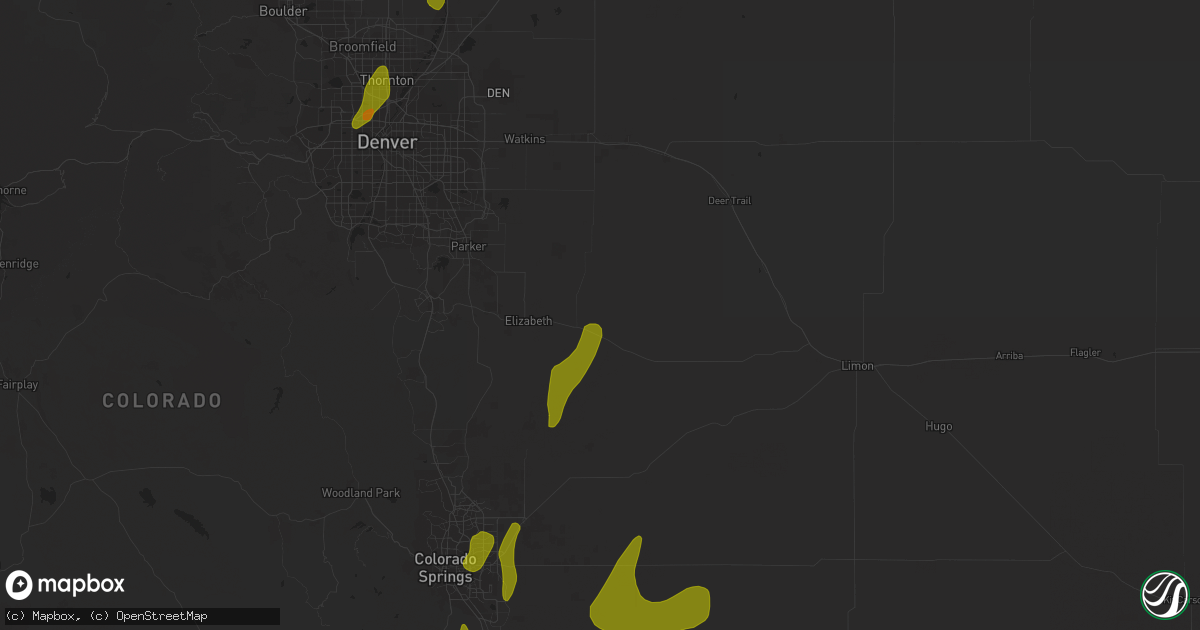 Hail map in Kiowa, CO on May 26, 2023