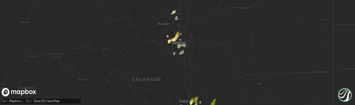 Hail map in Littleton, CO on May 26, 2023