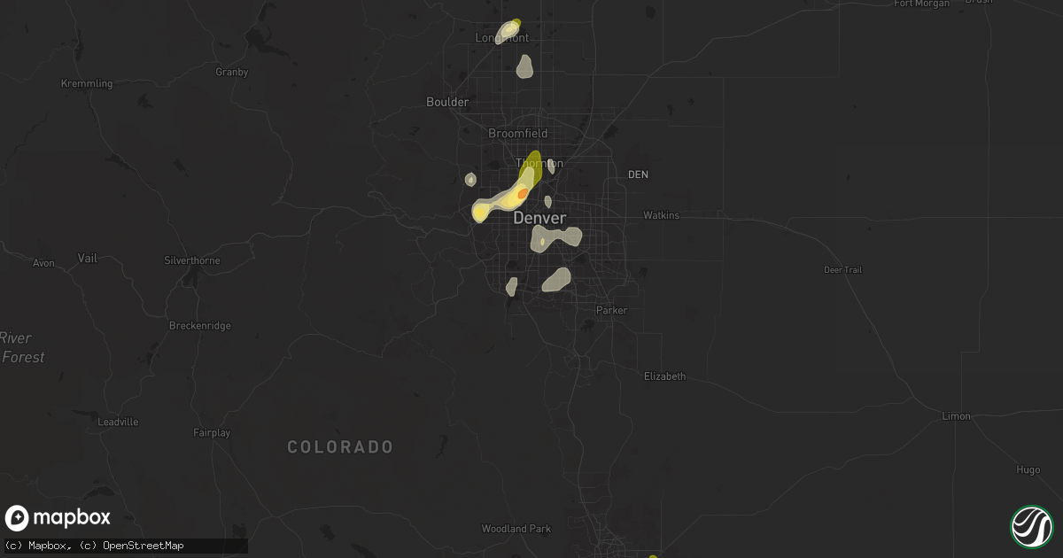Hail map in Littleton, CO on May 26, 2023