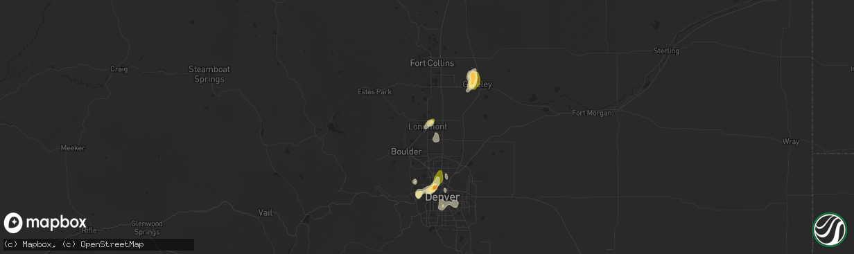 Hail map in Longmont, CO on May 26, 2023