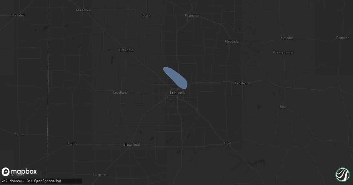 Hail map in Lubbock, TX on May 26, 2023