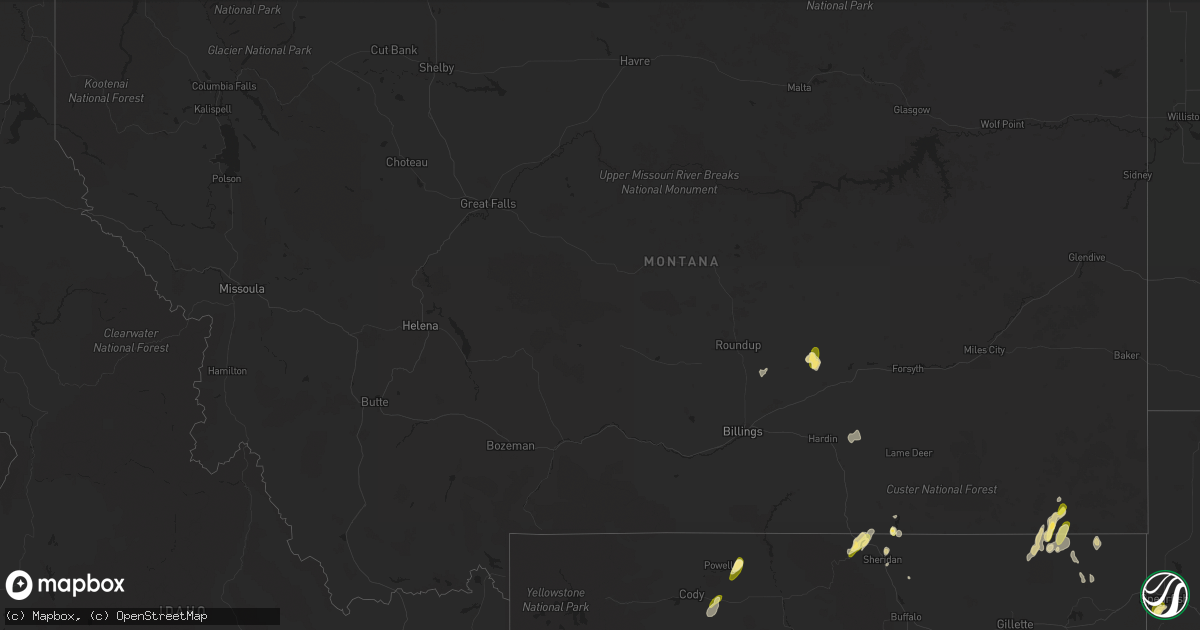Hail map in Montana on May 26, 2023