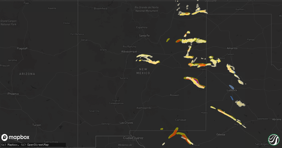 Hail map in New Mexico on May 26, 2023