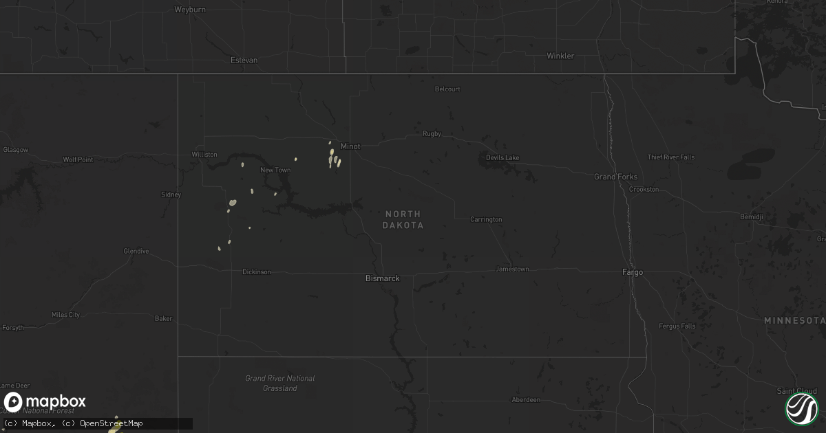 Hail map in North Dakota on May 26, 2023
