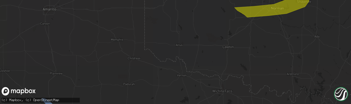 Hail map in Oklahoma City, OK on May 26, 2023