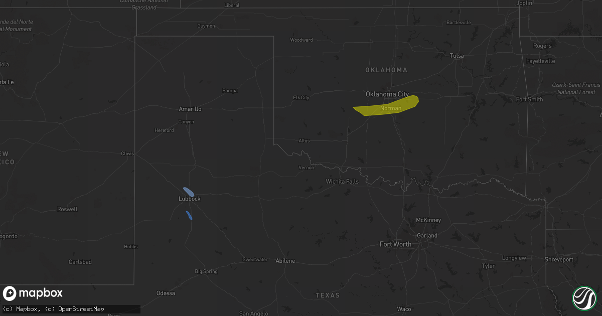 Hail map in Oklahoma on May 26, 2023