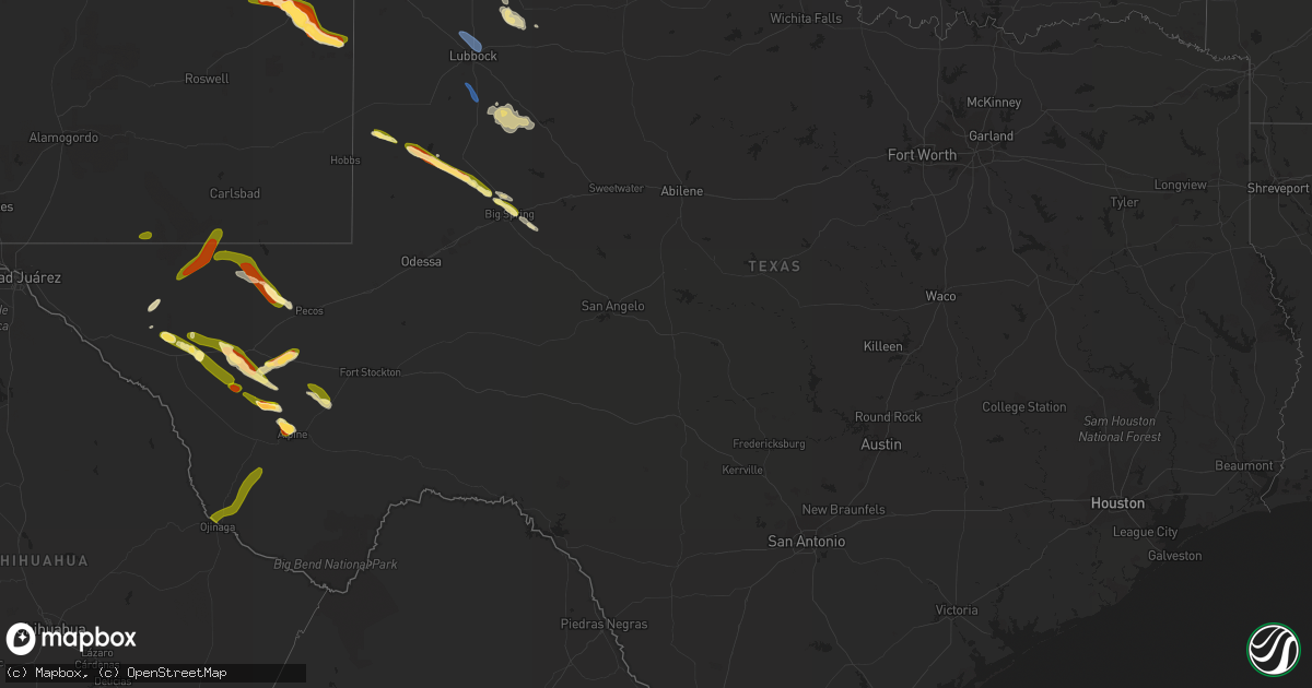 Hail map in Texas on May 26, 2023