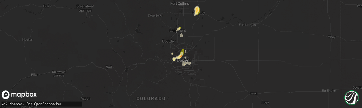 Hail map in Westminster, CO on May 26, 2023