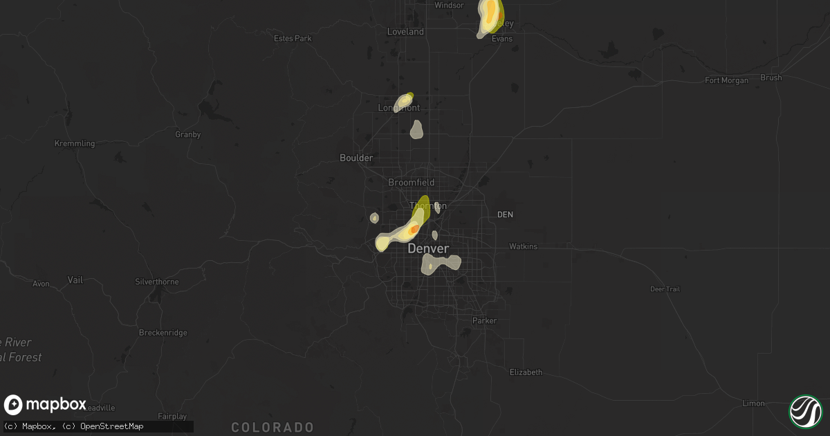 Hail map in Westminster, CO on May 26, 2023