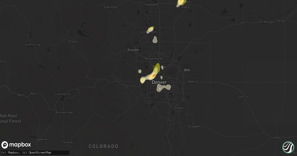 Hail map in Wheat Ridge, CO on May 26, 2023