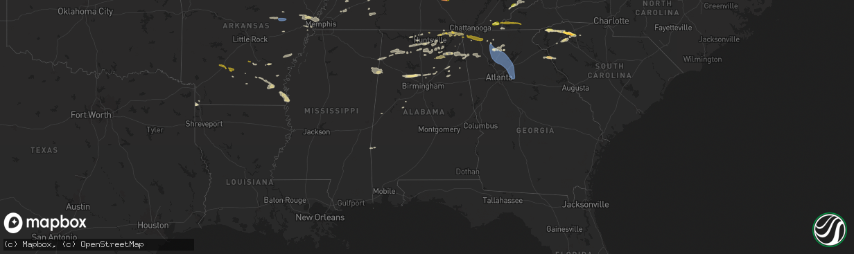 Hail map in Alabama on May 26, 2024