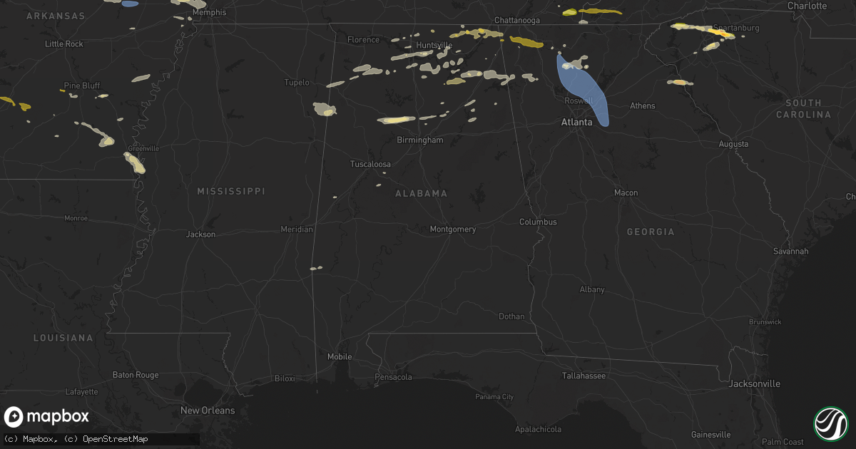 Hail map in Alabama on May 26, 2024