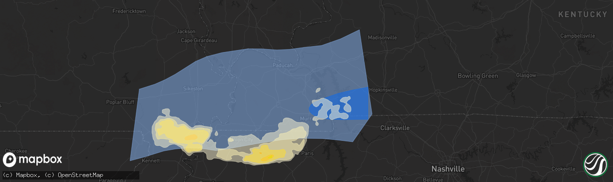 Hail map in Benton, KY on May 26, 2024