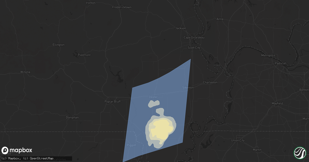 Hail map in Bloomfield, MO on May 26, 2024