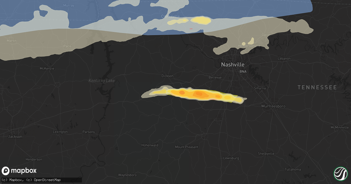 Hail map in Bon Aqua, TN on May 26, 2024
