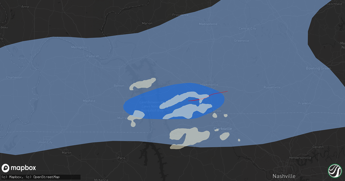 Hail map in Cadiz, KY on May 26, 2024