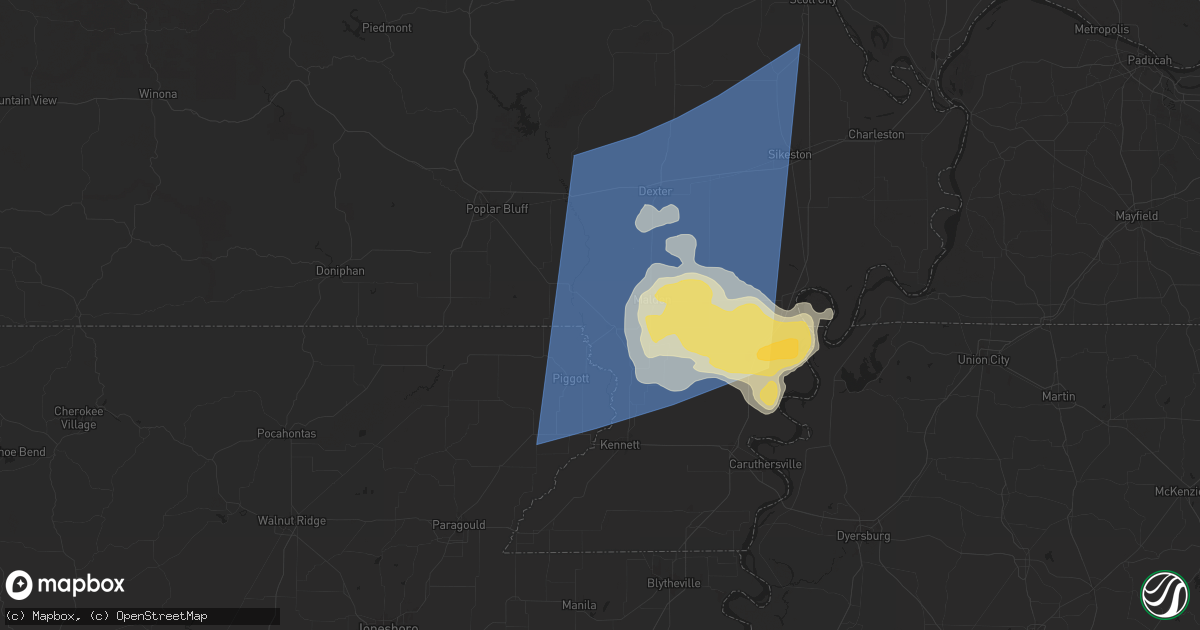 Hail map in Campbell, MO on May 26, 2024