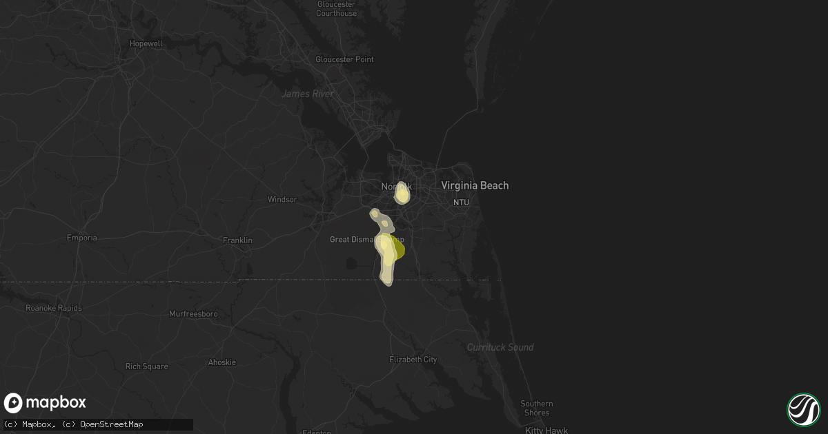 Hail map in Chesapeake, VA on May 26, 2024