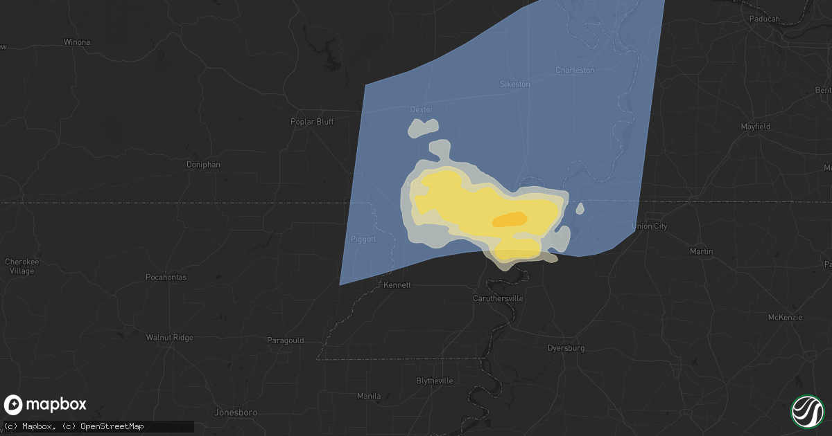 Hail map in Clarkton, MO on May 26, 2024
