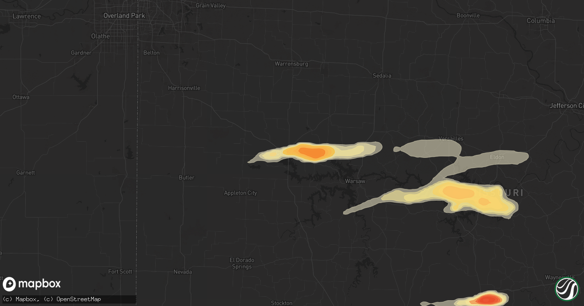 Hail map in Clinton, MO on May 26, 2024