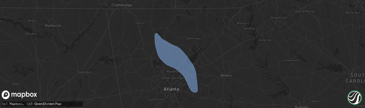 Hail map in Cumming, GA on May 26, 2024